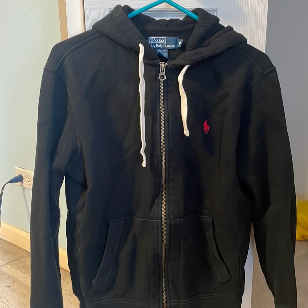 Polo Ralph Lauren Zip Up Hoodie - Black size medium